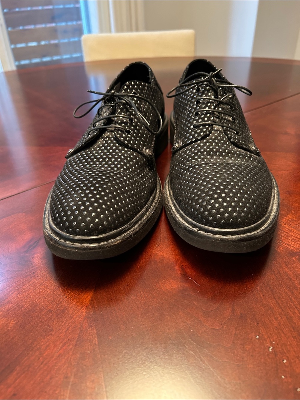 Cesare Paciotti Black Perforated Derby Shoes